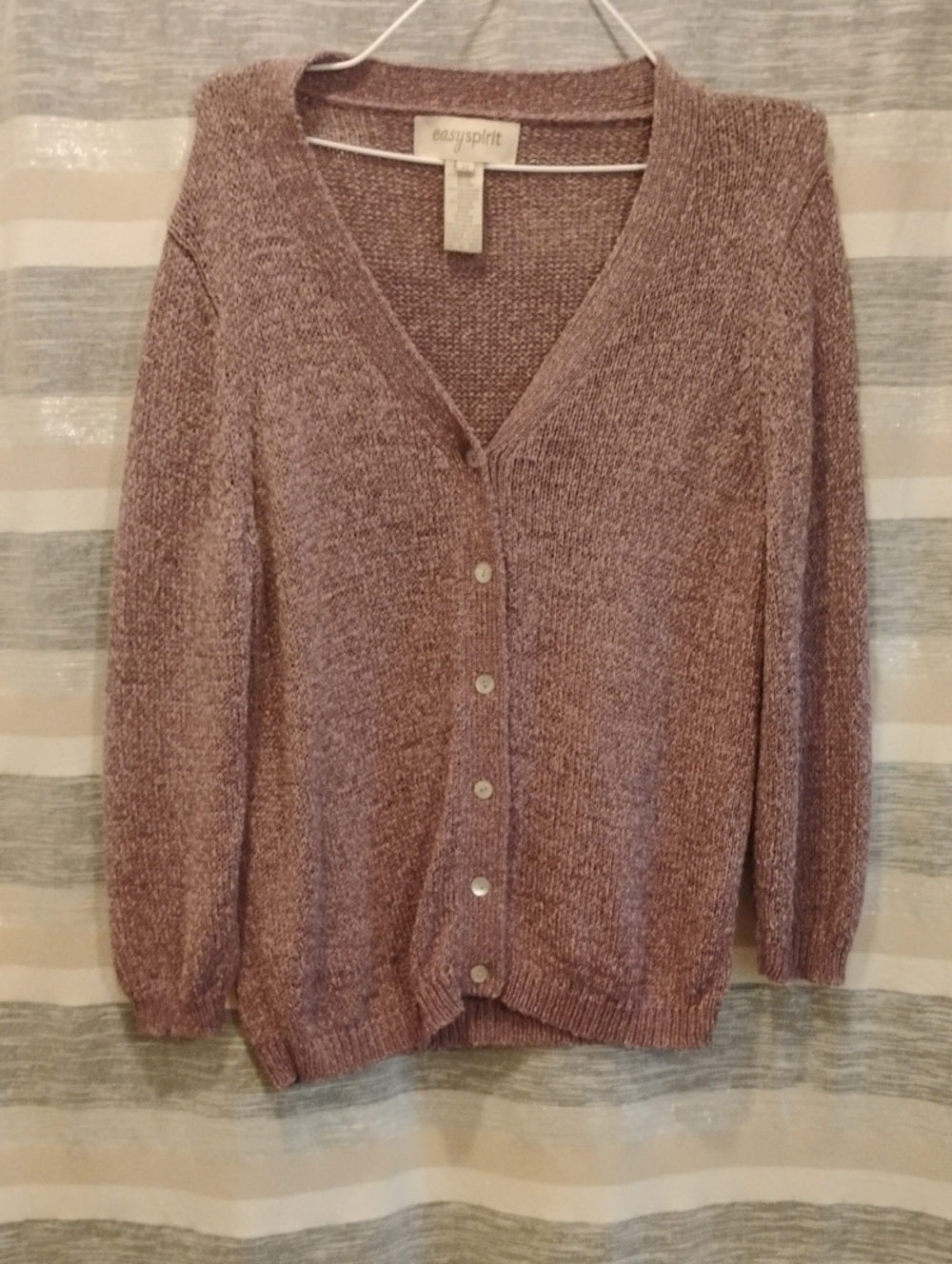 Easy Spirit Dusty Rose Knit Button-Up Cardigan